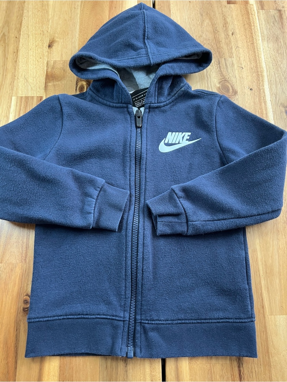 Nike Toddler Boys Navy Blue Full Zip Hooded Fleece Sweatshirt Jacket Size 4T